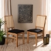 Baxton Studio Idris Mid-Century Modern Black Fabric Upholstered and Oak brown Finished 2-Piece Rattan Dining Chair Set - BSOSK9004-Oak-DC-2PK