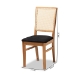 Baxton Studio Idris Mid-Century Modern Black Fabric Upholstered and Oak brown Finished 2-Piece Rattan Dining Chair Set - BSOSK9004-Oak-DC-2PK