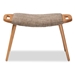 Baxton Studio Banner Mid-Century Modern Light Brown Fabric Upholstered and Oak Brown Finished Wood Accent Bench - BSOSF9120-Upholstered Oak-Bench