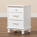 Baxton Studio Layton Classic and Traditional White Finished Wood 3-Drawer End Table - BSOFZC180882-White Wooden-ET