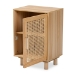 Baxton Studio Maclean Mid-Century Modern Rattan and Natural Brown Finished Wood 1-Door End Table - BSOLYA20-104-Natural-ET