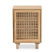 Baxton Studio Maclean Mid-Century Modern Rattan and Natural Brown Finished Wood 1-Door End Table - BSOLYA20-104-Natural-ET