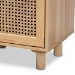 Baxton Studio Maclean Mid-Century Modern Rattan and Natural Brown Finished Wood 1-Door End Table - BSOLYA20-104-Natural-ET