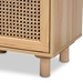 Baxton Studio Maclean Mid-Century Modern Rattan and Natural Brown Finished Wood 1-Door End Table - BSOLYA20-104-Natural Wooden-ET