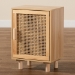 Baxton Studio Maclean Mid-Century Modern Rattan and Natural Brown Finished Wood 1-Door End Table - BSOLYA20-104-Natural-ET