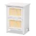 Baxton Studio Sariah Mid-Century Modern White Finished Wood and Rattan 2-Door End Table