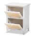 Baxton Studio Sariah Mid-Century Modern White Finished Wood and Rattan 2-Door End Table - BSOFMA-0176-Wooden 2 Drawer-ET