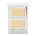 Baxton Studio Sariah Mid-Century Modern White Finished Wood and Rattan 2-Door End Table - BSOFMA-0176-Wooden 2 Drawer-ET