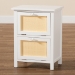 Baxton Studio Sariah Mid-Century Modern White Finished Wood and Rattan 2-Door End Table - BSOFMA-0176-Wooden 2 Drawer-ET
