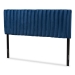 Baxton Studio Emile Modern and Contemporary Navy Blue Velvet Fabric Upholstered and Dark Brown Finished Wood Queen Size Headboard