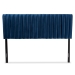 Baxton Studio Emile Modern and Contemporary Navy Blue Velvet Fabric Upholstered and Dark Brown Finished Wood Queen Size Headboard - BSOEmile-Navy Blue Velvet-HB-Queen