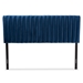 Baxton Studio Emile Modern and Contemporary Navy Blue Velvet Fabric Upholstered and Dark Brown Finished Wood Queen Size Headboard - BSOEmile-Navy Blue Velvet-HB-Queen