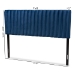 Baxton Studio Emile Modern and Contemporary Navy Blue Velvet Fabric Upholstered and Dark Brown Finished Wood Queen Size Headboard - BSOEmile-Navy Blue Velvet-HB-Queen
