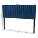 Baxton Studio Emile Modern and Contemporary Navy Blue Velvet Fabric Upholstered and Dark Brown Finished Wood Queen Size Headboard - BSOEmile-Navy Blue Velvet-HB-Queen