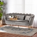 Baxton Studio Genia Contemporary Glam and Luxe Grey Velvet Fabric Upholstered and Gold Metal Sofa - BSODC-02T-Shiny Velvet Light Grey-Sofa
