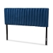 Baxton Studio Emile Modern and Contemporary Navy Blue Velvet Fabric Upholstered and Dark Brown Finished Wood Full Size Headboard - BSOEmile-Navy Blue Velvet-HB-Full