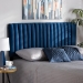 Baxton Studio Emile Modern and Contemporary Navy Blue Velvet Fabric Upholstered and Dark Brown Finished Wood Full Size Headboard - BSOEmile-Navy Blue Velvet-HB-Full