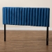 Baxton Studio Emile Modern and Contemporary Navy Blue Velvet Fabric Upholstered and Dark Brown Finished Wood Full Size Headboard - BSOEmile-Navy Blue Velvet-HB-Full