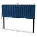 Baxton Studio Emile Modern and Contemporary Navy Blue Velvet Fabric Upholstered and Dark Brown Finished Wood Full Size Headboard - BSOEmile-Navy Blue Velvet-HB-Full