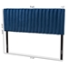 Baxton Studio Emile Modern and Contemporary Navy Blue Velvet Fabric Upholstered and Dark Brown Finished Wood King Size Headboard - BSOEmile-Navy Blue Velvet-HB-King