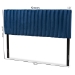 Baxton Studio Emile Modern and Contemporary Navy Blue Velvet Fabric Upholstered and Dark Brown Finished Wood Full Size Headboard - BSOEmile-Navy Blue Velvet-HB-Full