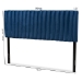 Baxton Studio Emile Modern and Contemporary Navy Blue Velvet Fabric Upholstered and Dark Brown Finished Wood Full Size Headboard - BSOEmile-Navy Blue Velvet-HB-Full