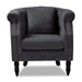 Baxton Studio Renessa Classic and Traditional Grey Velvet Fabric Upholstered and Dark Brown Finished Wood Armchair - BSOZQ-13-Velvet Grey-Chair