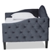 Baxton Studio Benjamin Modern and Contemporary Grey Velvet Fabric Upholstered and Dark Brown Finished Wood Twin Size Daybed - BSOBenjamin-Grey Velvet-Daybed-Twin