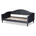 Baxton Studio Benjamin Modern and Contemporary Grey Velvet Fabric Upholstered and Dark Brown Finished Wood Twin Size Daybed - BSOBenjamin-Grey Velvet-Daybed-Twin