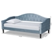 Baxton Studio Benjamin Modern and Contemporary Light Blue Velvet Fabric Upholstered and Dark Brown Finished Wood Full Size Daybed - BSOBenjamin-Light Blue Velvet-Daybed-Full