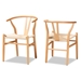 Baxton Studio Paxton Modern and Contemporary Natural Brown Finished Wood 2-Piece Dining Chair Set - BSODC-541