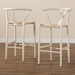 Baxton Studio Paxton Modern and Contemporary White Finished Wood 2-Piece Bar Stool Set - BSOY-BAR-W-White/Rope-Wishbone-Stool