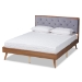 Baxton Studio Larue Modern and Contemporary Grey Velvet Fabric Upholstered and Walnut Brown Finished Wood King Size Platform Bed