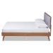 Baxton Studio Larue Modern and Contemporary Grey Velvet Fabric Upholstered and Walnut Brown Finished Wood King Size Platform Bed - BSOMG0020-1S-Grey Velvet/Walnut-King