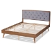 Baxton Studio Larue Modern and Contemporary Grey Velvet Fabric Upholstered and Walnut Brown Finished Wood King Size Platform Bed - BSOMG0020-1S-Grey Velvet/Walnut-King