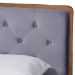 Baxton Studio Larue Modern and Contemporary Grey Velvet Fabric Upholstered and Walnut Brown Finished Wood King Size Platform Bed - BSOMG0020-1S-Grey Velvet/Walnut-King