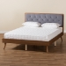 Baxton Studio Larue Modern and Contemporary Grey Velvet Fabric Upholstered and Walnut Brown Finished Wood King Size Platform Bed - BSOMG0020-1S-Grey Velvet/Walnut-King