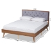 Baxton Studio Larue Modern and Contemporary Grey Velvet Fabric Upholstered and Walnut Brown Finished Wood King Size Platform Bed - BSOMG0020-1S-Grey Velvet/Walnut-King