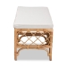 bali & pari Orchard Modern Bohemian White Fabric Upholstered and Natural Brown Rattan Bench - BSOOrchard-Rattan-Bench