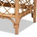 bali & pari Orchard Modern Bohemian White Fabric Upholstered and Natural Brown Rattan Bench - BSOOrchard-Rattan-Bench