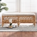 bali & pari Orchard Modern Bohemian White Fabric Upholstered and Natural Brown Rattan Bench - BSOOrchard-Rattan-Bench