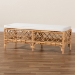 bali & pari Orchard Modern Bohemian White Fabric Upholstered and Natural Brown Rattan Bench - BSOOrchard-Rattan-Bench