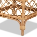 bali & pari Orchard Modern Bohemian White Fabric Upholstered and Natural Brown Rattan Ottoman - BSOOrchard-Rattan-Otto