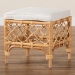 bali & pari Orchard Modern Bohemian White Fabric Upholstered and Natural Brown Rattan Ottoman - BSOOrchard-Rattan-Otto
