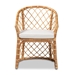 Baxton Studio Orchard Modern Bohemian White Fabric Upholstered and Natural Brown Rattan Dining Chair - BSOOrchard-Rattan-DC