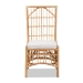 bali & pari Rose Modern Bohemian White Fabric Upholstered and Natural Brown Rattan Dining Chair - BSORose-Rattan-DC No Arm