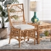 bali & pari Rose Modern Bohemian White Fabric Upholstered and Natural Brown Rattan Dining Chair - BSORose-Rattan-DC No Arm
