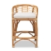 bali & pari Maverick Modern Bohemian White Fabric Upholstered and Natural Brown Rattan Counter Stool - BSOMaverick-Rattan-CS