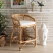 bali & pari Maverick Modern Bohemian White Fabric Upholstered and Natural Brown Rattan Counter Stool - BSOMaverick-Rattan-CS