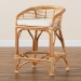 bali & pari Maverick Modern Bohemian White Fabric Upholstered and Natural Brown Rattan Counter Stool - BSOMaverick-Rattan-CS